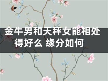 金牛男和天秤女能相处得好么 缘分如何