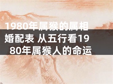 1980年属猴的属相婚配表 从五行看1980年属猴人的命运