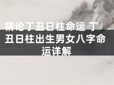 精论丁丑日柱命运 丁丑日柱出生男女八字命运详解