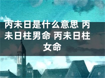 丙未日是什么意思 丙未日柱男命 丙未日柱女命