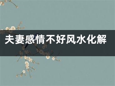 夫妻感情不好风水化解