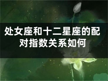 处女座和十二星座的配对指数关系如何
