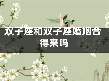 双子座和双子座婚姻合得来吗