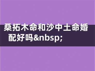 桑拓木命和沙中土命婚配好吗&nbsp;