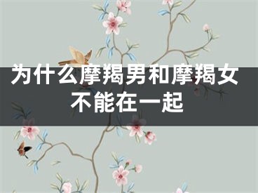 为什么摩羯男和摩羯女不能在一起