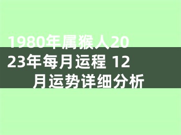 1980年属猴人2023年每月运程 12月运势详细分析