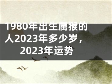 1980年出生属猴的人2023年多少岁，2023年运势