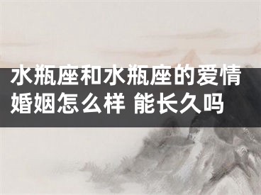 水瓶座和水瓶座的爱情婚姻怎么样 能长久吗