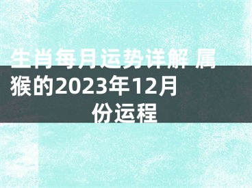 生肖每月运势详解 属猴的2023年12月份运程