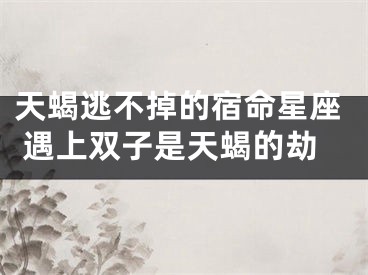 天蝎逃不掉的宿命星座 遇上双子是天蝎的劫