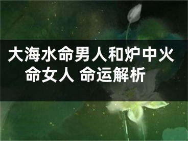 大海水命男人和炉中火命女人 命运解析