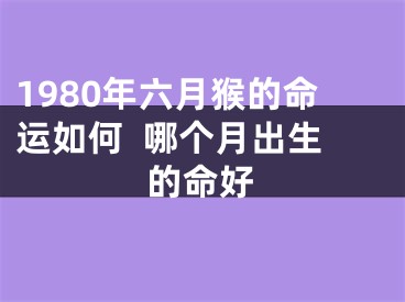 1980年六月猴的命运如何  哪个月出生的命好