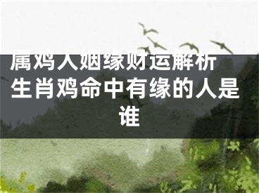 属鸡人姻缘财运解析 生肖鸡命中有缘的人是谁