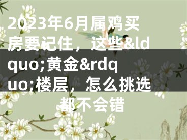 2023年6月属鸡买房要记住，这些&ldquo;黄金&rdquo;楼层，怎么挑选都不会错