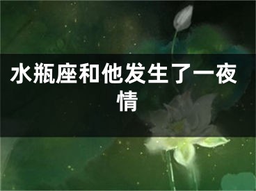 水瓶座和他发生了一夜情