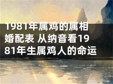 1981年属鸡的属相婚配表 从纳音看1981年生属鸡人的命运