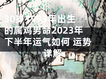 30岁1993年出生的属鸡男命2023年下半年运气如何 运势详解