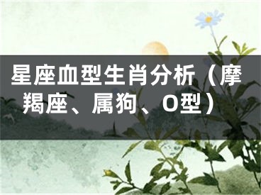 星座血型生肖分析（摩羯座、属狗、O型）