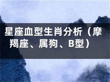星座血型生肖分析（摩羯座、属狗、B型）