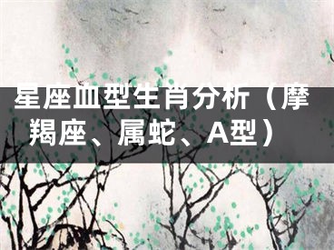 星座血型生肖分析（摩羯座、属蛇、A型）