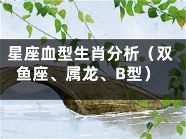星座血型生肖分析（双鱼座、属龙、B型）