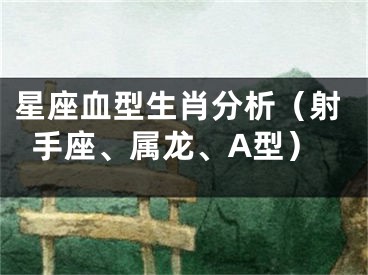 星座血型生肖分析（射手座、属龙、A型）