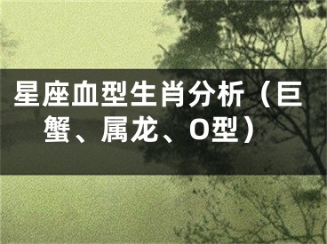 星座血型生肖分析（巨蟹、属龙、O型）
