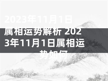 2023年11月1日属相运势解析 2023年11月1日属相运势如何