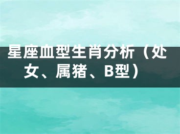 星座血型生肖分析（处女、属猪、B型）