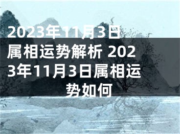 2023年11月3日属相运势解析 2023年11月3日属相运势如何