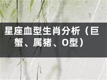 星座血型生肖分析（巨蟹、属猪、O型）
