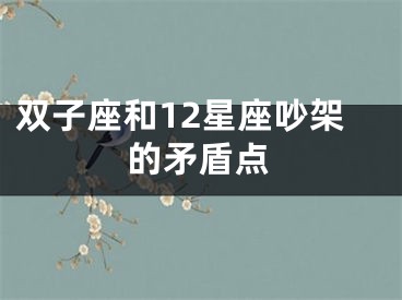 双子座和12星座吵架的矛盾点