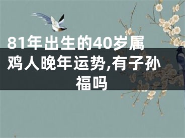 81年出生的40岁属鸡人晚年运势,有子孙福吗
