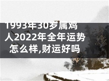 1993年30岁属鸡人2022年全年运势怎么样,财运好吗 