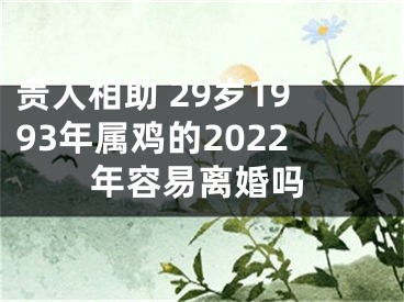 贵人相助 29岁1993年属鸡的2022年容易离婚吗