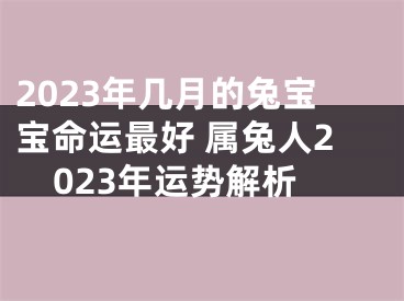 2023年几月的兔宝宝命运最好 属兔人2023年运势解析
