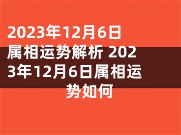 2023年12月6日属相运势解析 2023年12月6日属相运势如何