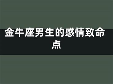 金牛座男生的感情致命点