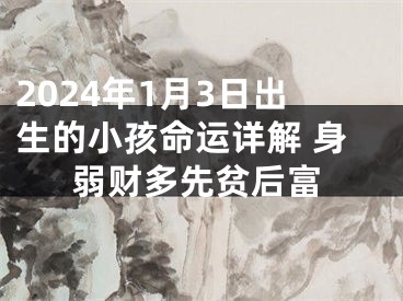 2024年1月3日出生的小孩命运详解 身弱财多先贫后富