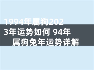 1994年属狗2023年运势如何 94年属狗兔年运势详解