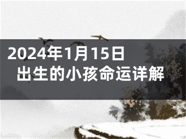 2024年1月15日出生的小孩命运详解