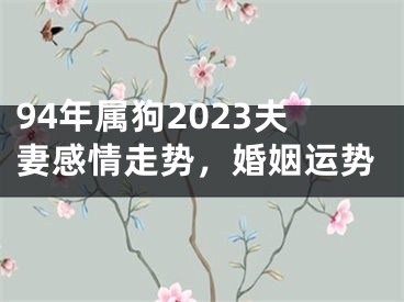 94年属狗2023夫妻感情走势，婚姻运势
