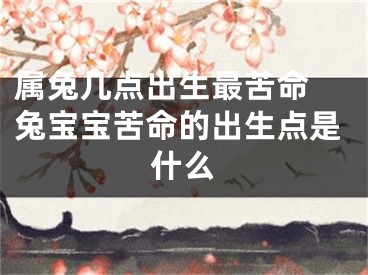 属兔几点出生最苦命 兔宝宝苦命的出生点是什么