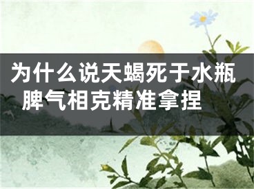 为什么说天蝎死于水瓶  脾气相克精准拿捏