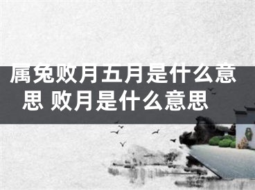 属兔败月五月是什么意思 败月是什么意思