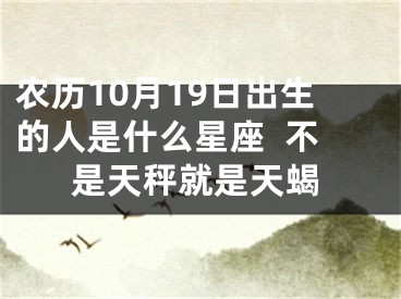 农历10月19日出生的人是什么星座  不是天秤就是天蝎