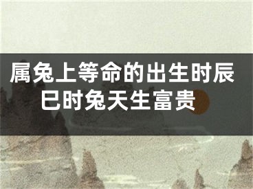 属兔上等命的出生时辰 巳时兔天生富贵