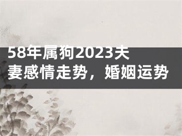 58年属狗2023夫妻感情走势，婚姻运势