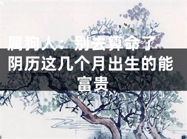 属狗人：别去算命了 阴历这几个月出生的能富贵