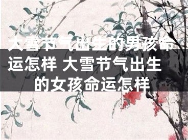 大雪节气出生的男孩命运怎样 大雪节气出生的女孩命运怎样